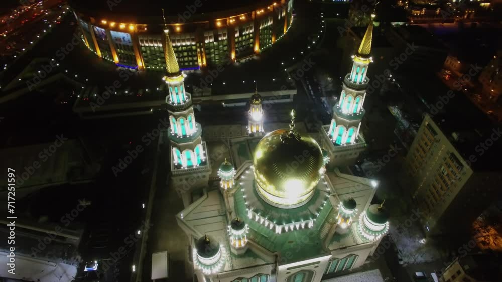 Panorama with cupola and towers on roof of Cathedral Mosque Panorama with cupola and towers on roof of Cathedral Mosque