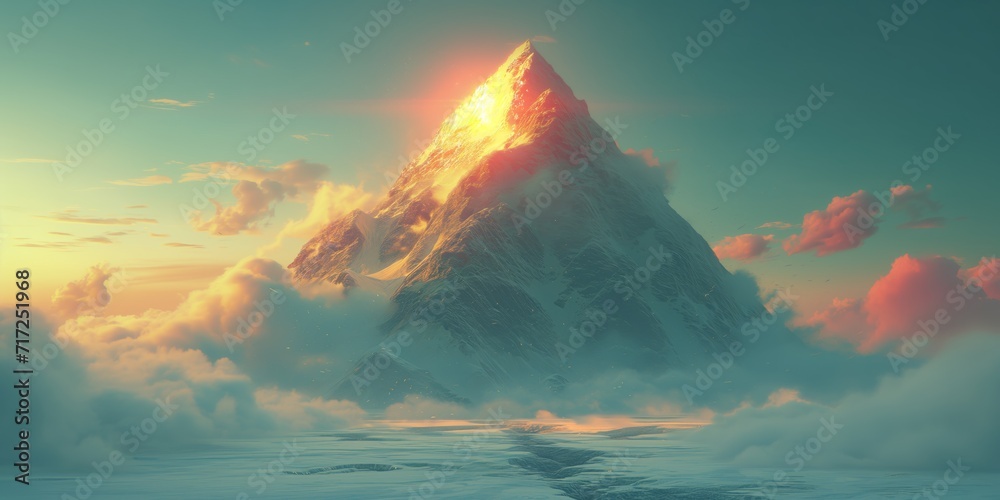 Majestic Mountain Surrounded by Clouds