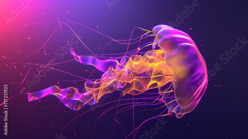Abstract jelly fish. 3D background.