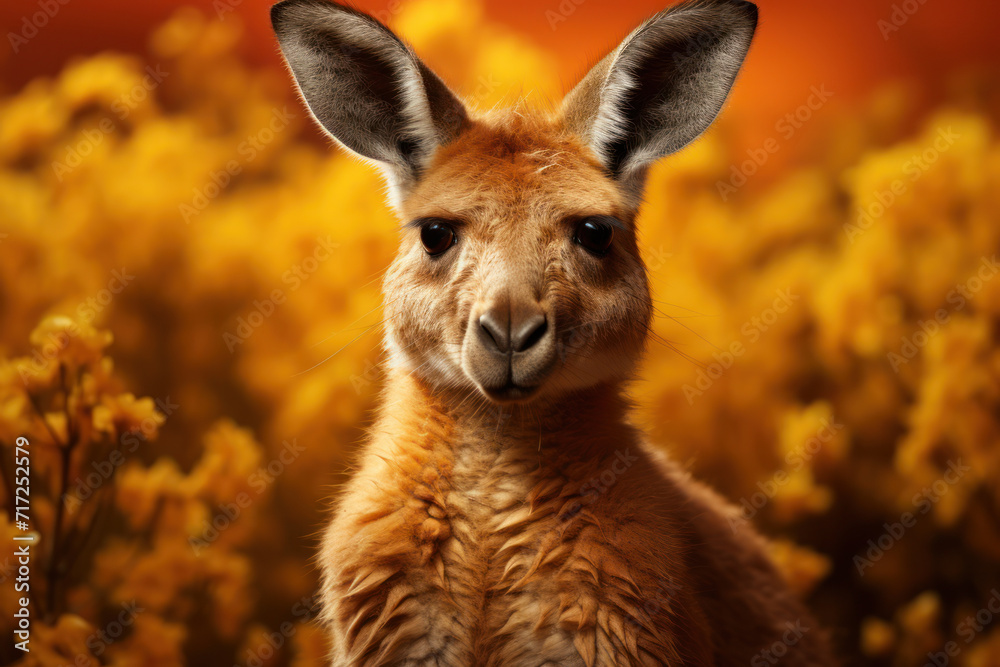 Imaginative portrayal of the red kangaroo, Australia's iconic animal emblem, in a stylized and modern setting, reflecting the nation's dynamic spirit. Generative Ai. Imaginative portrayal of the red kangaroo, Australia's iconic animal emblem, in a stylized and modern setting, reflecting the nation's dynamic spirit. Generative Ai.