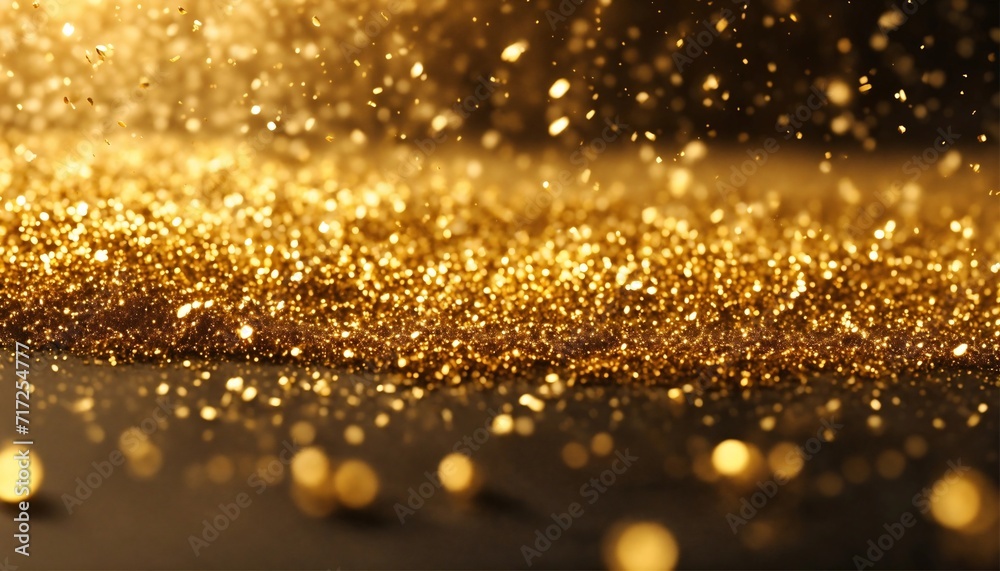 Golden glitter powder dust bursting background