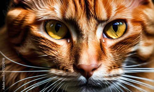 close-up, ginger cat face, portrait of happy ginger cat, whiskered ginger cat, pet, feline face, feline family photo