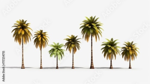 Set of Coconut Trees Isolated on Transparent Background Ai Generative