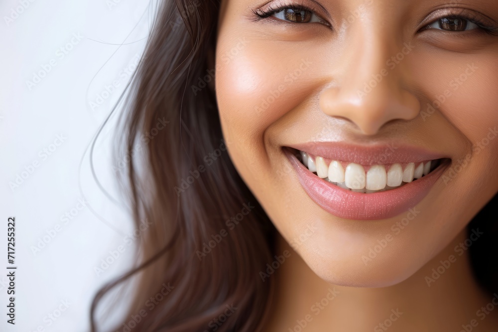Zahnmodel mit strahlendem Lächeln und perfekten Zähnen. Hübsche Frau für Werbung beim Zahnarzt oder zur Zahnpflege. Zahnmodel mit strahlendem Lächeln und perfekten Zähnen. Hübsche Frau für Werbung beim Zahnarzt oder zur Zahnpflege.
