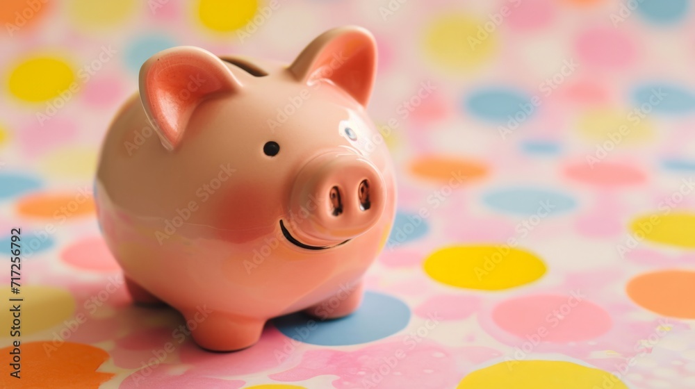 Adorable cartoon-style piggy bank with a slot on top generative ai Adorable cartoon-style piggy bank with a slot on top generative ai