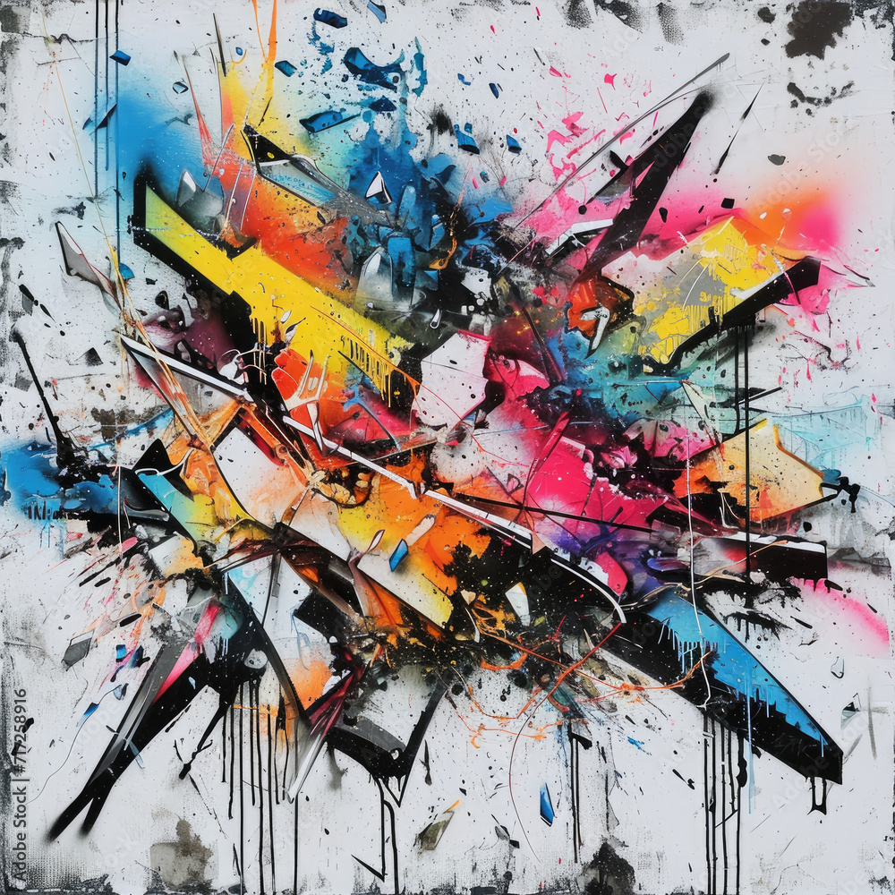 Obraz premium Bold Graffiti Splash Featuring Shattered Glass Shards
