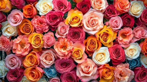 Captivating bouquets of tropical roses in a kaleidoscope of colors generative ai © ThisDesign