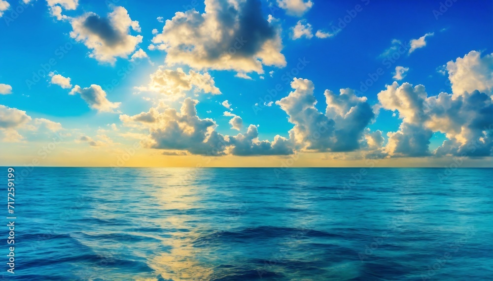 Obraz premium Beautiful sea and ocean with cloud on blue sky