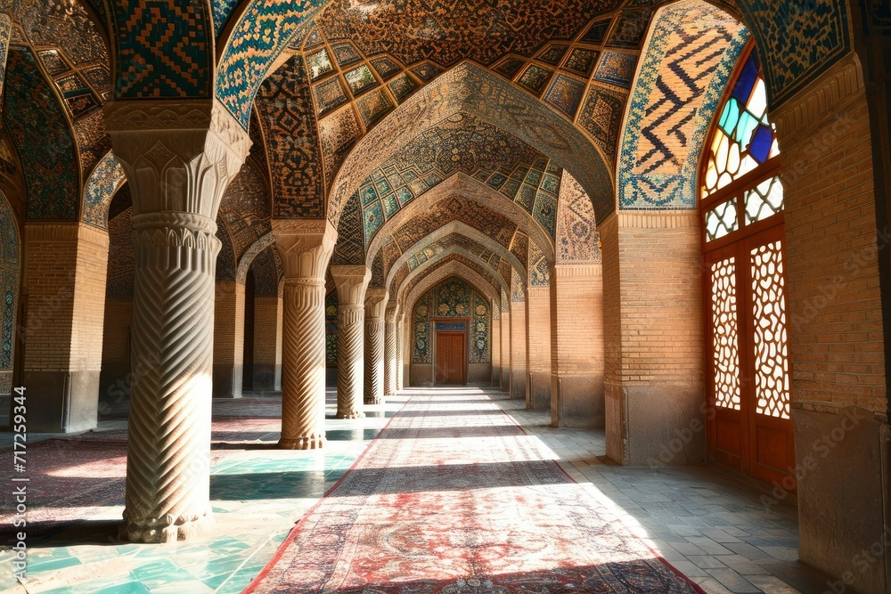 Mosque interior details in closeup view