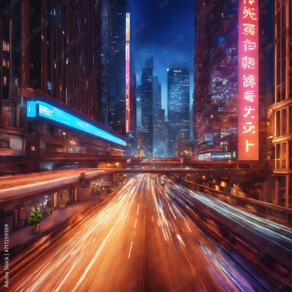 Fototapeta premium Motion speed effect with city night