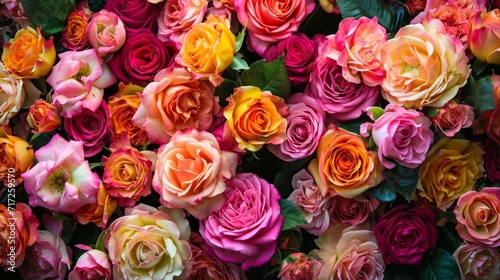 Captivating bouquets of tropical roses in a kaleidoscope of colors generative ai