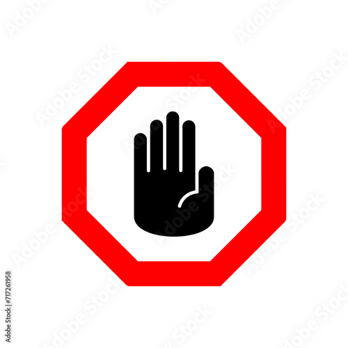 Stop icon vector. stop road sign. hand stop icon vector