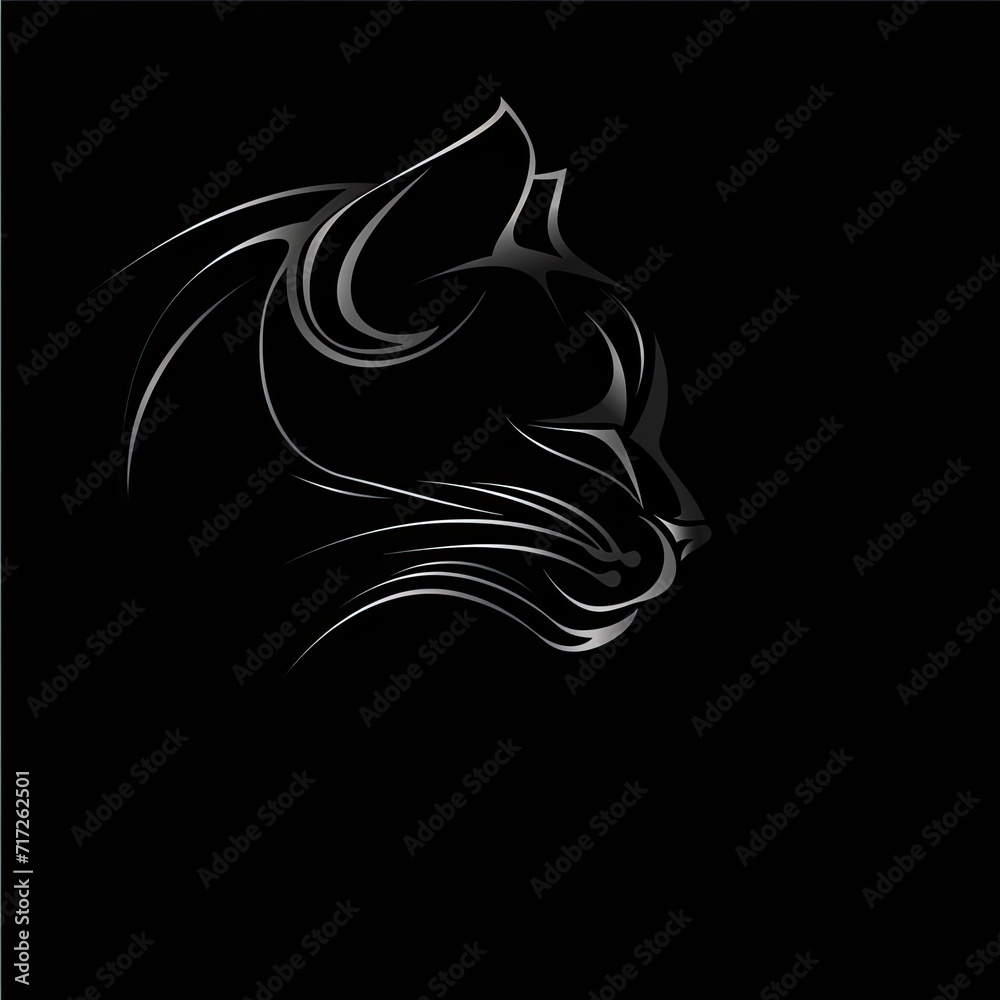 Obraz premium Cat Animal Logo Black And White Design Symbol Generative AI