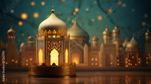 3D illustration of a beautiful Islamic mosque. Generative AI