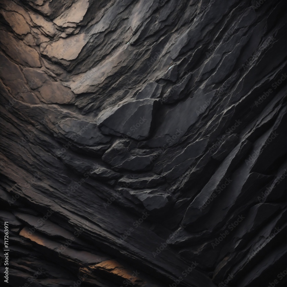 Fototapeta premium Dark grey black slate texture with high resolution, background of natural black stone wall.