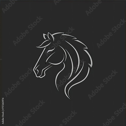 Horse Animal Logo Grayscale Illustration Element Generative AI