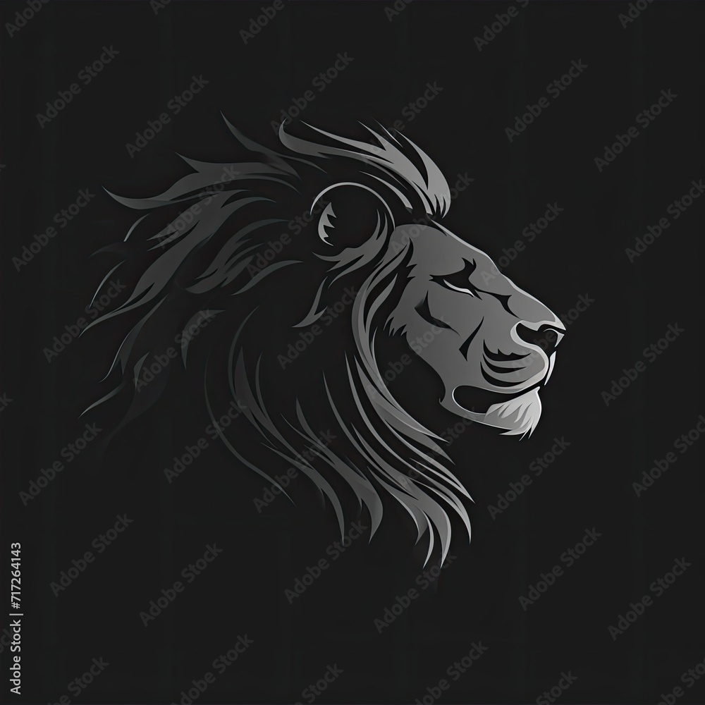 Fototapeta premium Lion Animal Logo Black And White Design Object Generative AI