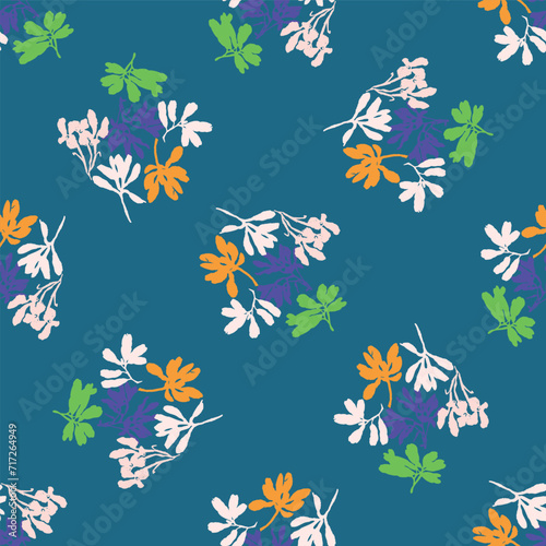 Trendy vector floral pattern with organic botanical shapes. Modern bold summer flower print, design in scandi style.