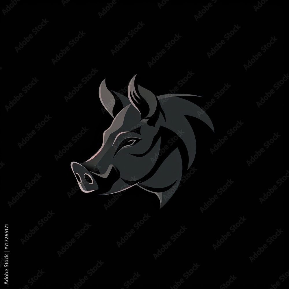 Pig Animal Logo Grayscale Illustration Symbol Generative AI