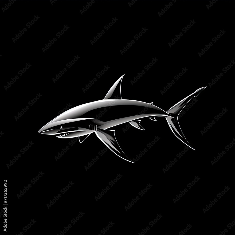 Shark Animal Logo Minimal Illustration Symbol Generative AI