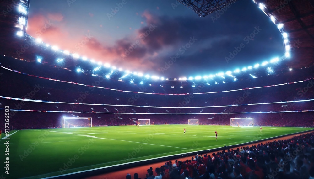 Football stadium at night generative ai - obrazy, fototapety, plakaty 
