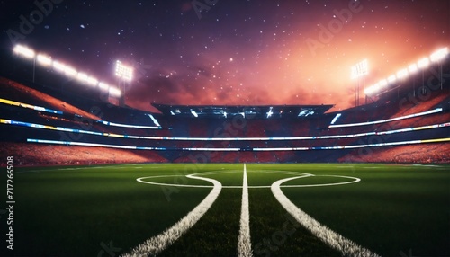 Football stadium at night generative ai photo