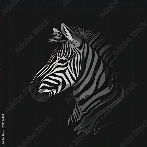 Zebra Animal Logo Black And White Illustration Symbol Generative AI