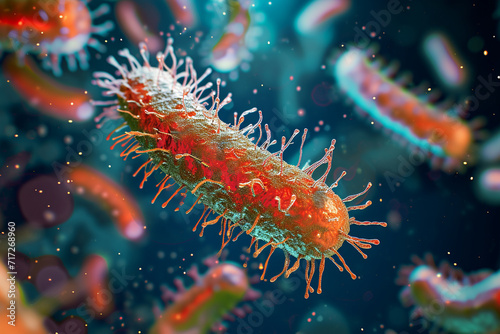 An illustration of bacteria with detailed cellular structures photo