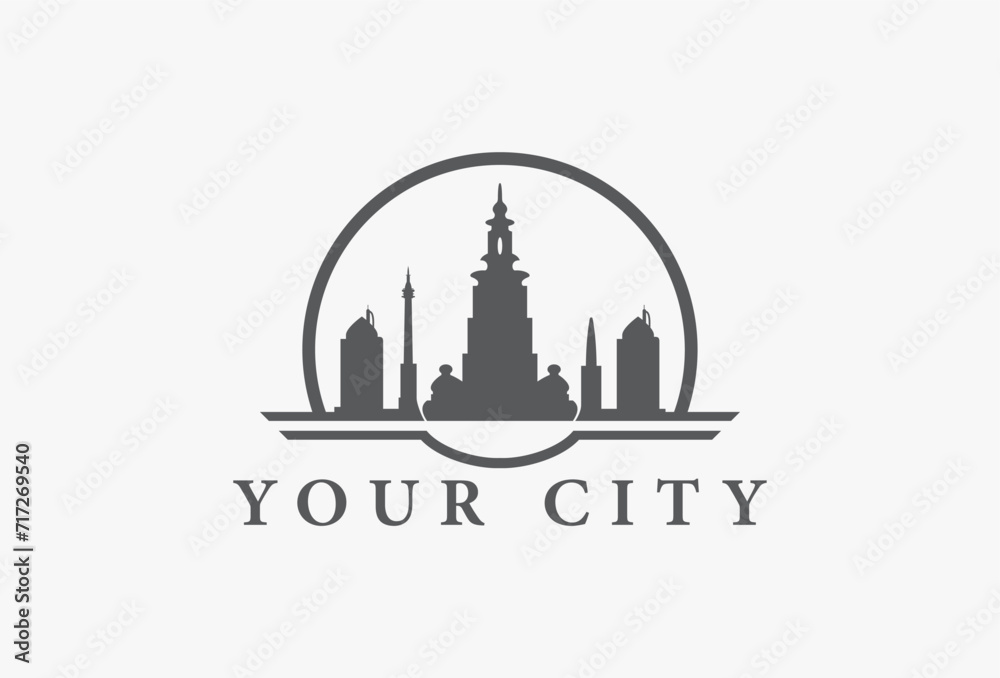 Vector city buildings silhouette Logo Template