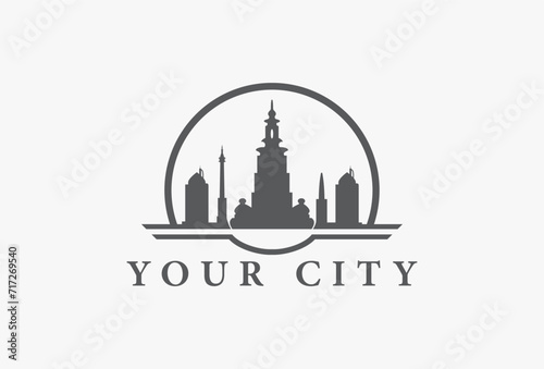 Vector city buildings silhouette Logo Template