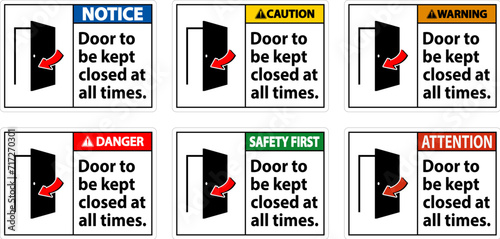 Notice Sign, Door To Be Kept Closed At All Times