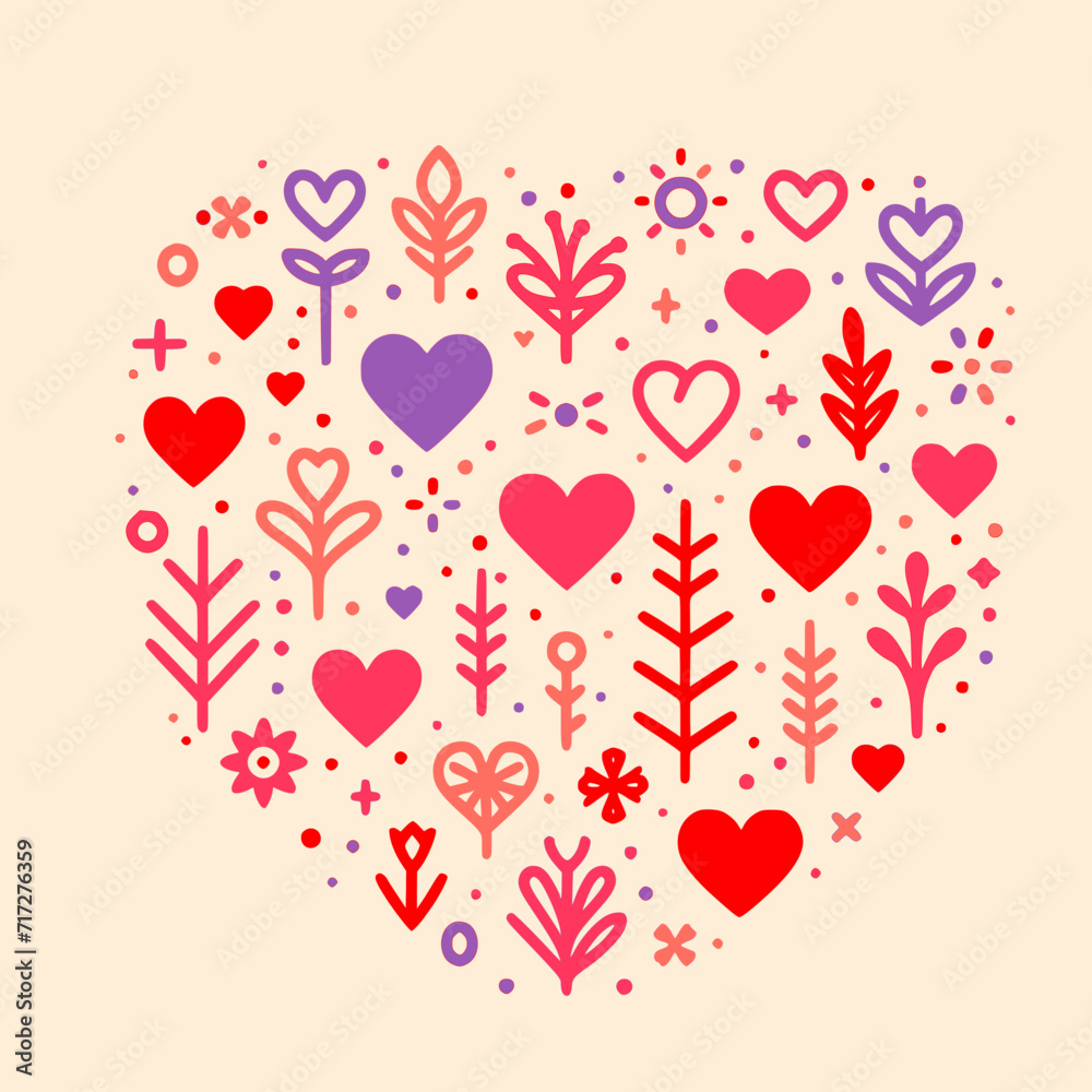 Abstract Heart Shapes,  Vector Set for Love and Romance