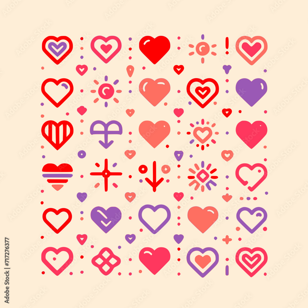 Geometric Love Heart Outline Drawing Collection