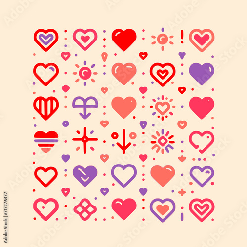 Geometric Love Heart Outline Drawing Collection