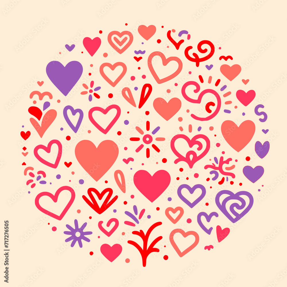 Abstract Heart Shapes,  Vector Set for Love and Romance