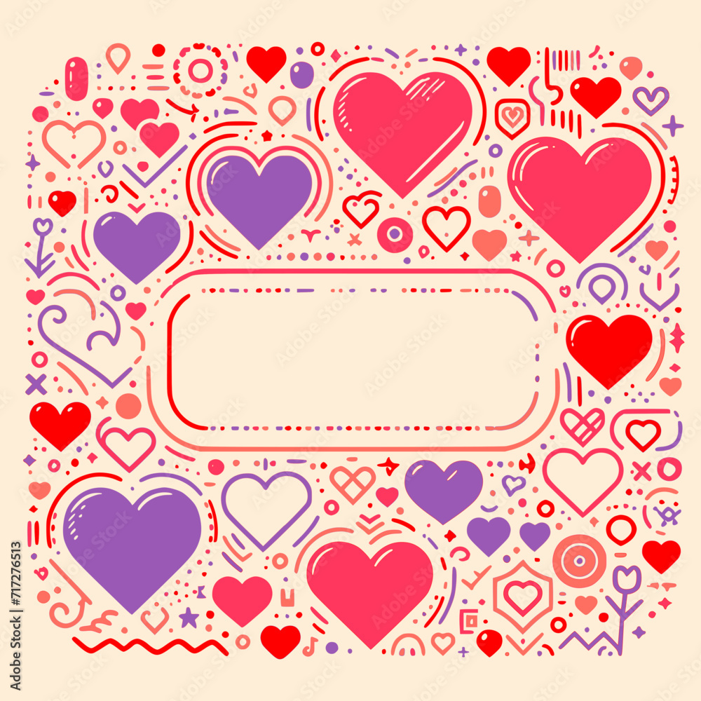 Minimalist Love Hearts Text Box Vector, Romance Template