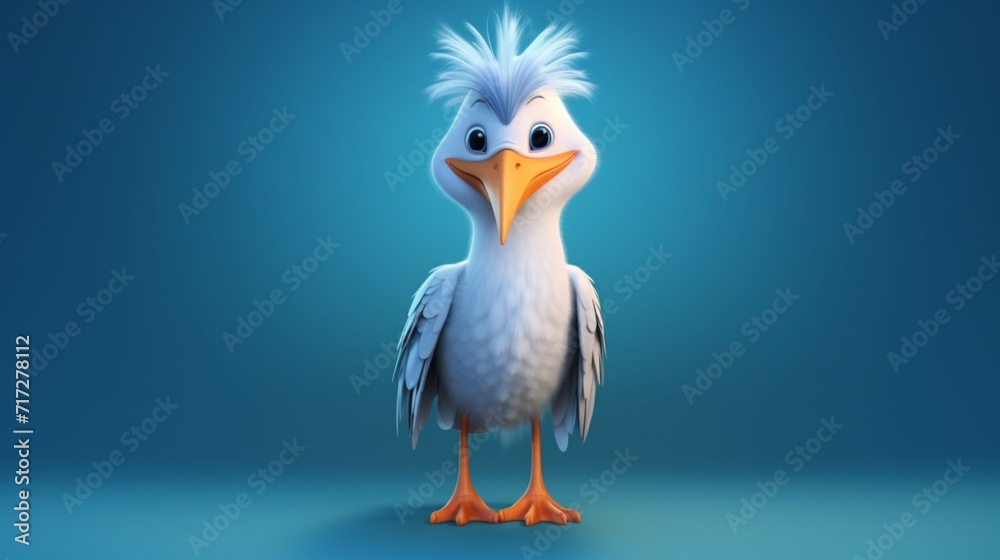 A cute cartoon herons character Ai Generative A cute cartoon herons character Ai Generative