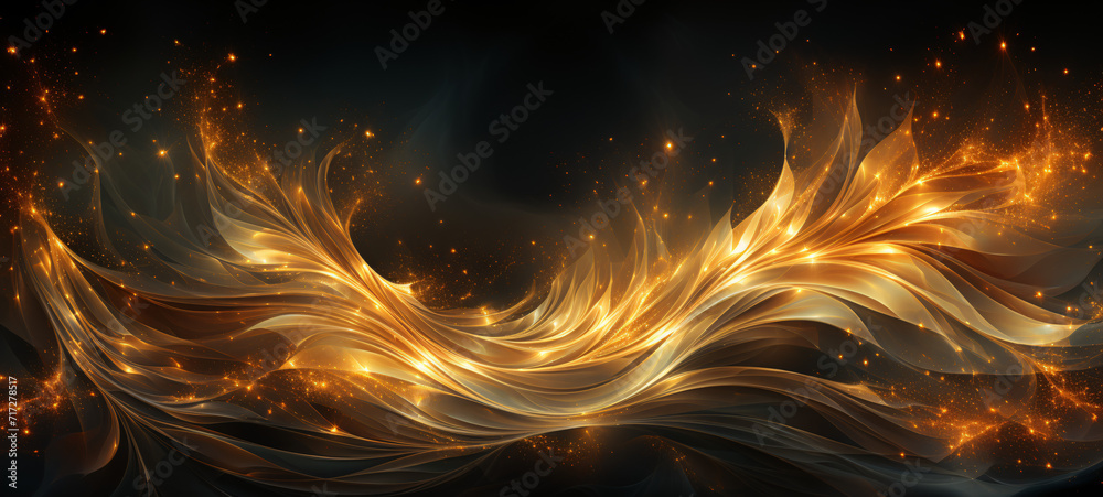 Obraz premium Gold glittery bokeh particles. Abstract background