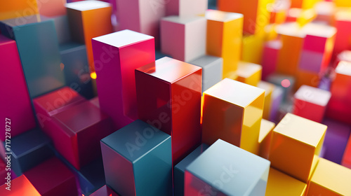 Abstract colorful structure of cubes or block pattern photo