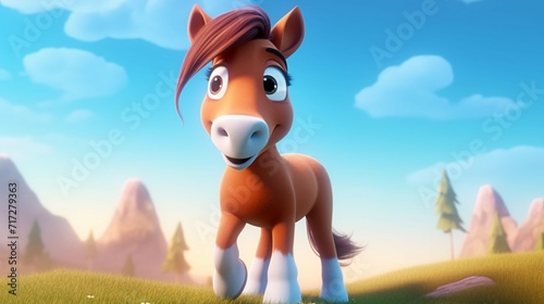 A cute cartoon horse character Ai Generative © Lucky