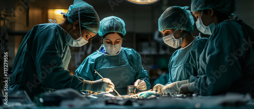 Medical Team of Females Performing Traning Operation in Hospital