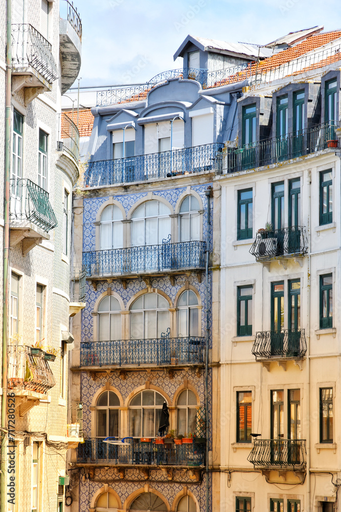 Historical apartment buildings in Lisbon, Portugal
