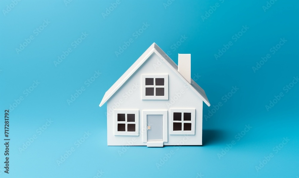 House model isolated on blue background. Real estate and property concept. House model isolated on blue background. Real estate and property concept.