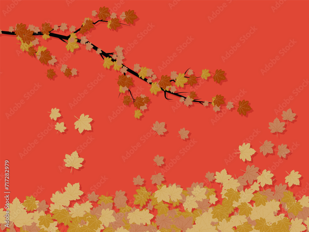 background of falling leaves from tree branches in autumn background of falling leaves from tree branches in autumn