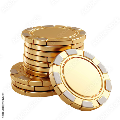 3D casino chips, gaming chips, gold chips