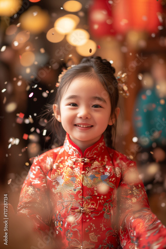 A cute chinese girl celebrating Chinese New Year