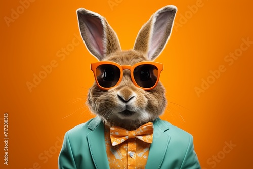 Cool Easter bunny in a suit with sunglasses. 