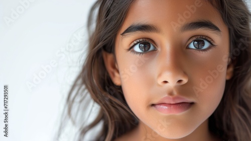 Closeup photo of beautiful Asian Indian teenage girl waiting. Copyrighted children's advertisements