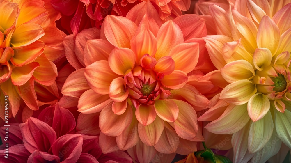 Tropical dahlias in a burst of warm and inviting colors generative ai Tropical dahlias in a burst of warm and inviting colors generative ai