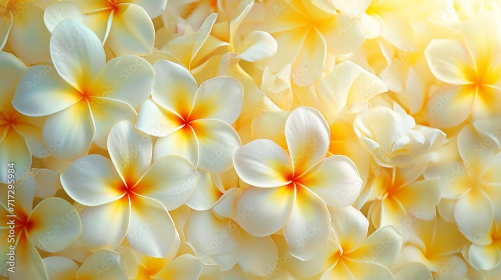 Tropical frangipani flowers in full bloom generative ai - obrazy, fototapety, plakaty 